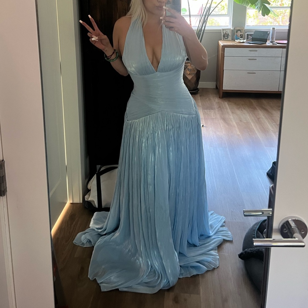 Miss Rosier Uranie Blue Halter Neck Corset Dress